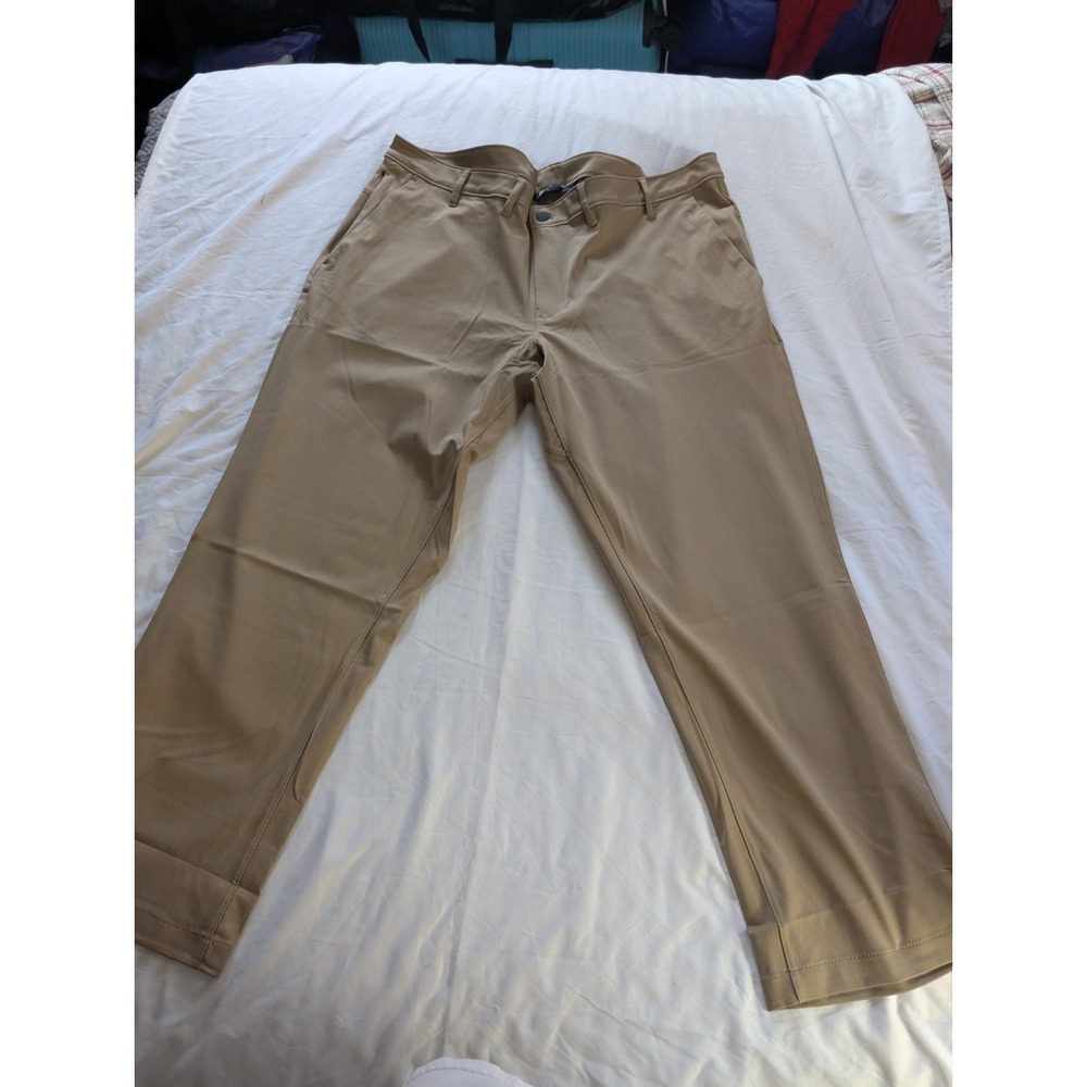 NWOT Lands End‎ Mens Size 48 Waist 100% Polyester Khaki Dress Pants Pleated